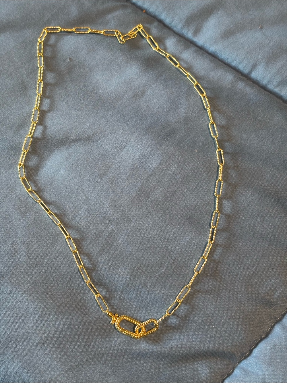 Gorjana Gold Paperclip Chain Necklace with Twisted Heart Pendant